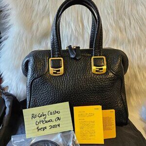 Authentic Fendi Black Leather Chameleon RFID tech with authenticity document
